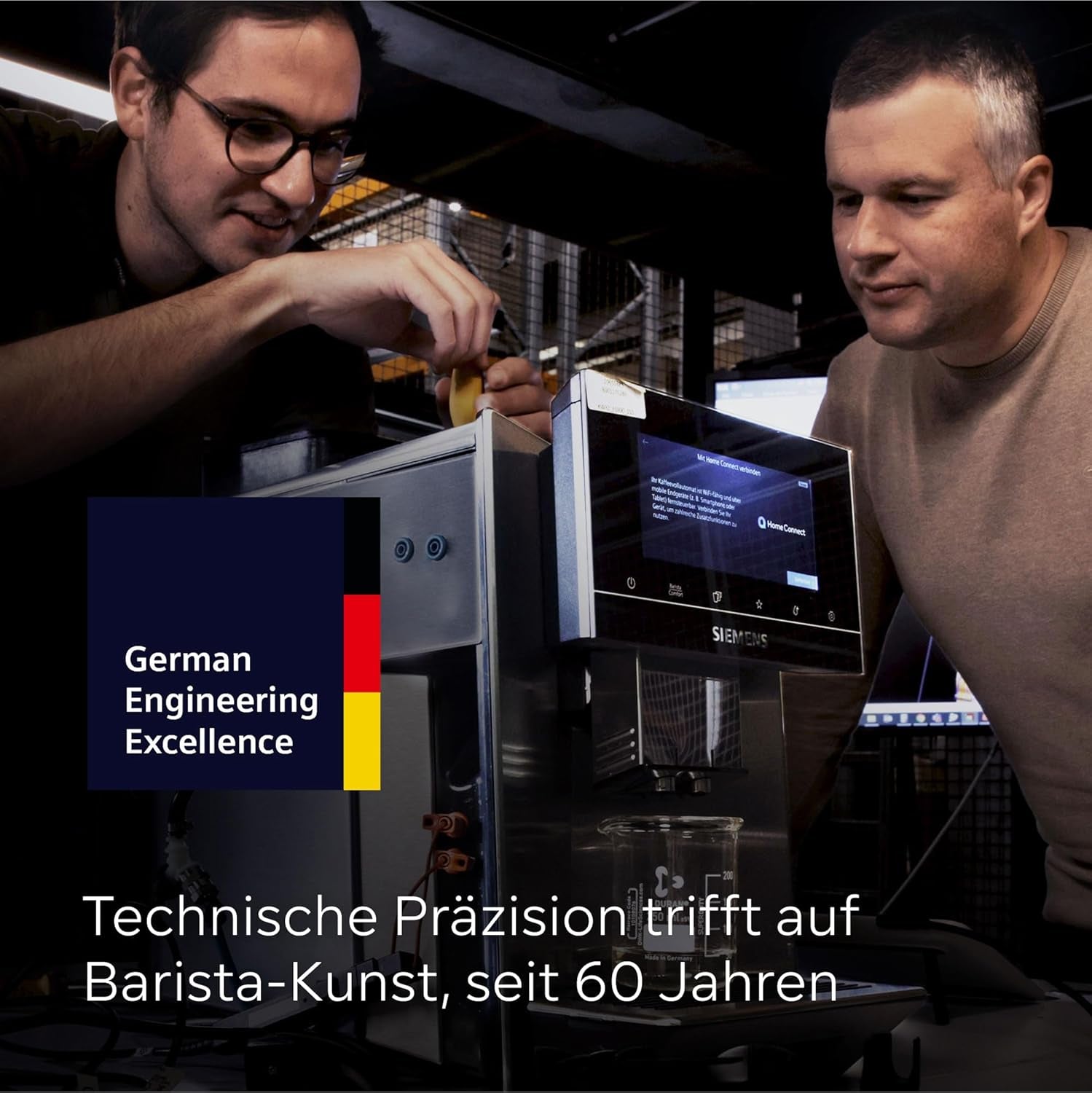 Siemens EQ700 volautomatische espressomachine, groot kleuren TFT scherm, 36 warme en koude dranken, cold brew, 2 kops functie, app bediening, automatisch reinigingssysteem, zwart RVS, TQ717D03