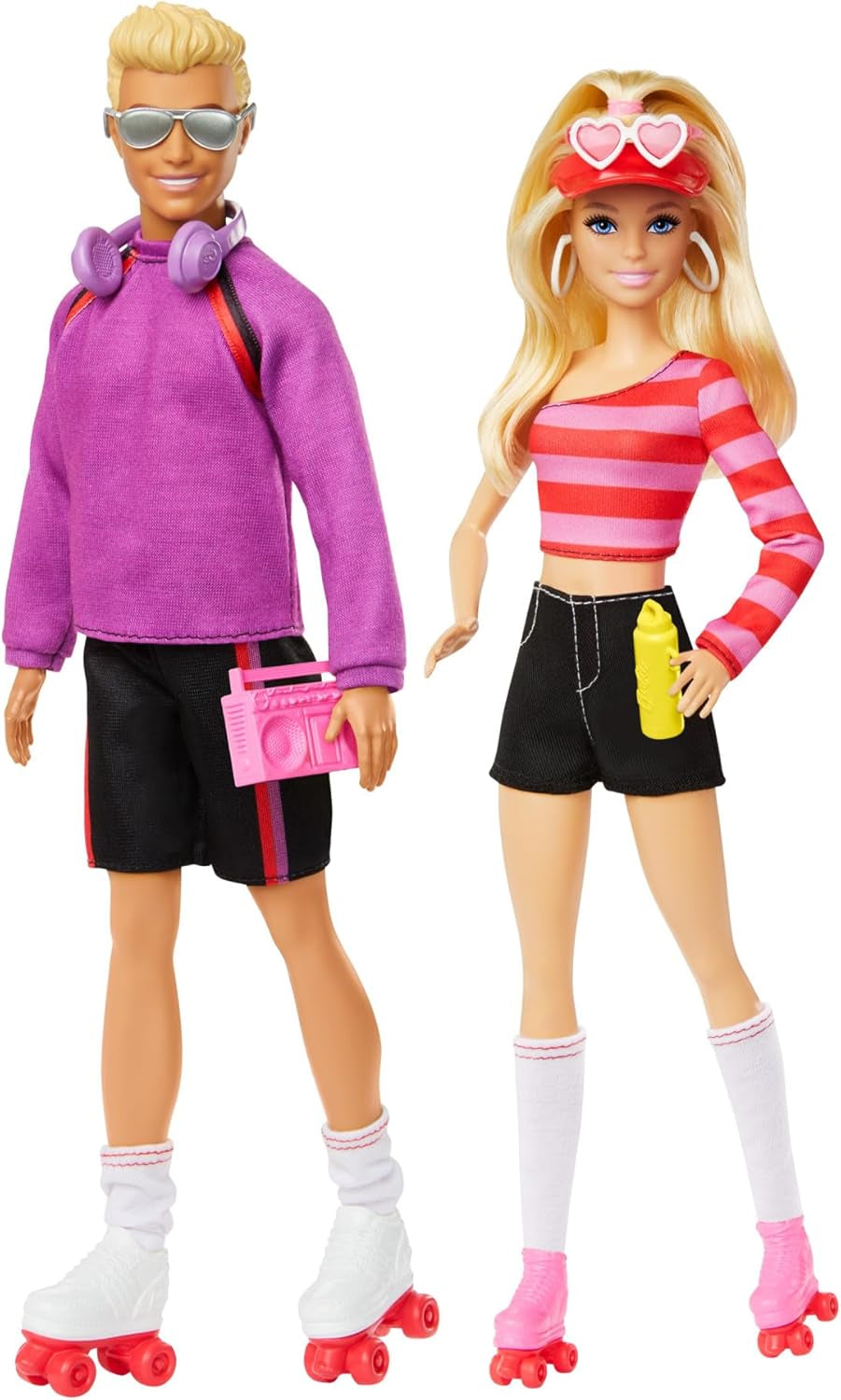 Barbie Fashionistas-set met 2 modepoppen en 6 accessoires, Barbie en Ken modepoppen op rollen, 65-jarig jubileum verzamelfiguren, HXK90 Naty Shop-poppen Standaardtitel