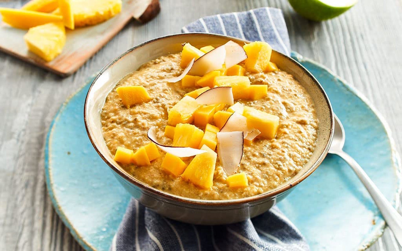 RUF Smoothie Bowl Tropilicious Mango Passievrucht Haver Ontbijtsnack Snel en gemakkelijk Veganistisch 1 zakje x 50 g (pak van 3)