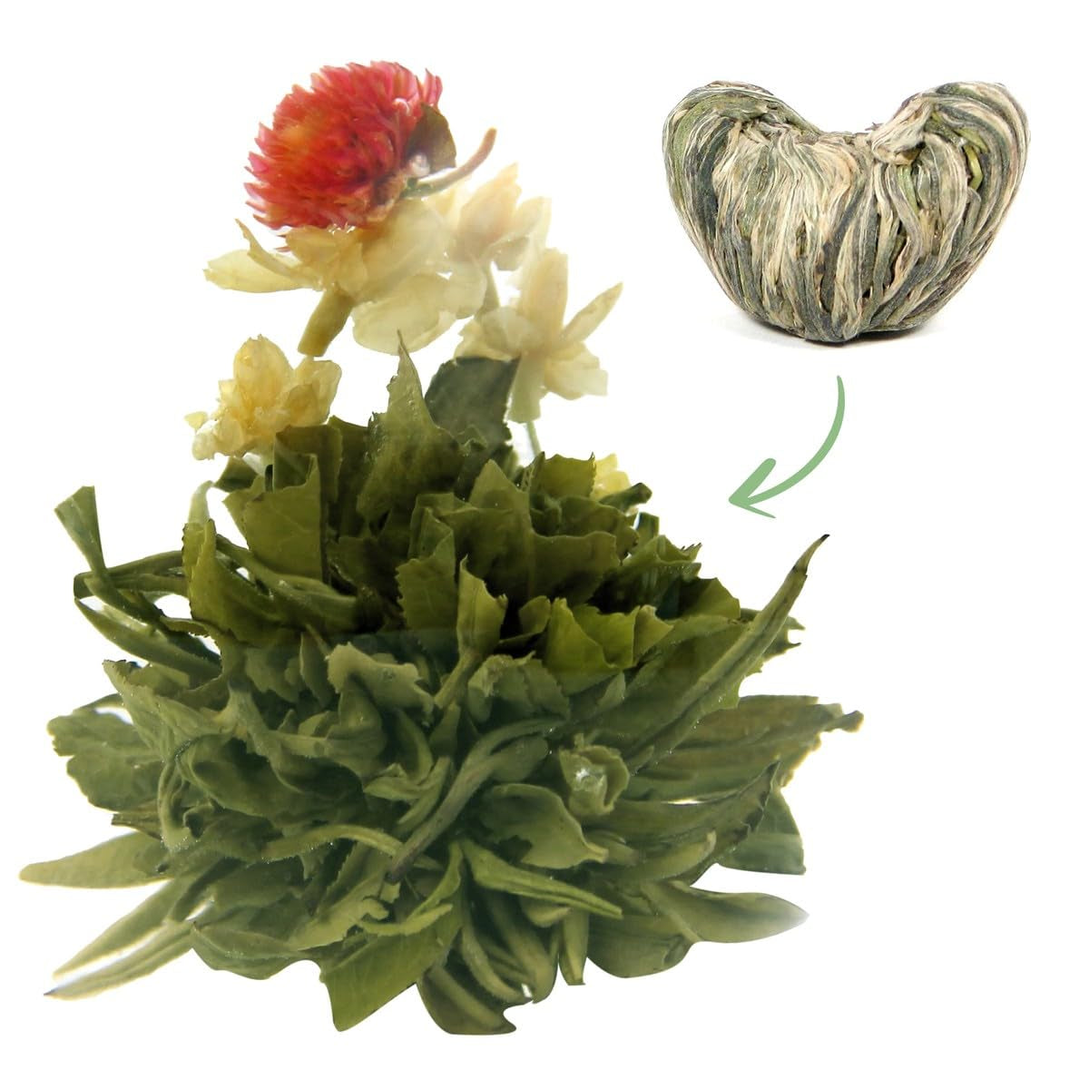 Theebloemen goudstaaf 1 stuk 6 g | Groene theebladeren | Jasmijnbloemen | Europese klimplant | Groene thee Thee met bloemen | Groene theebloemen | Ideaal voor theeliefhebbers