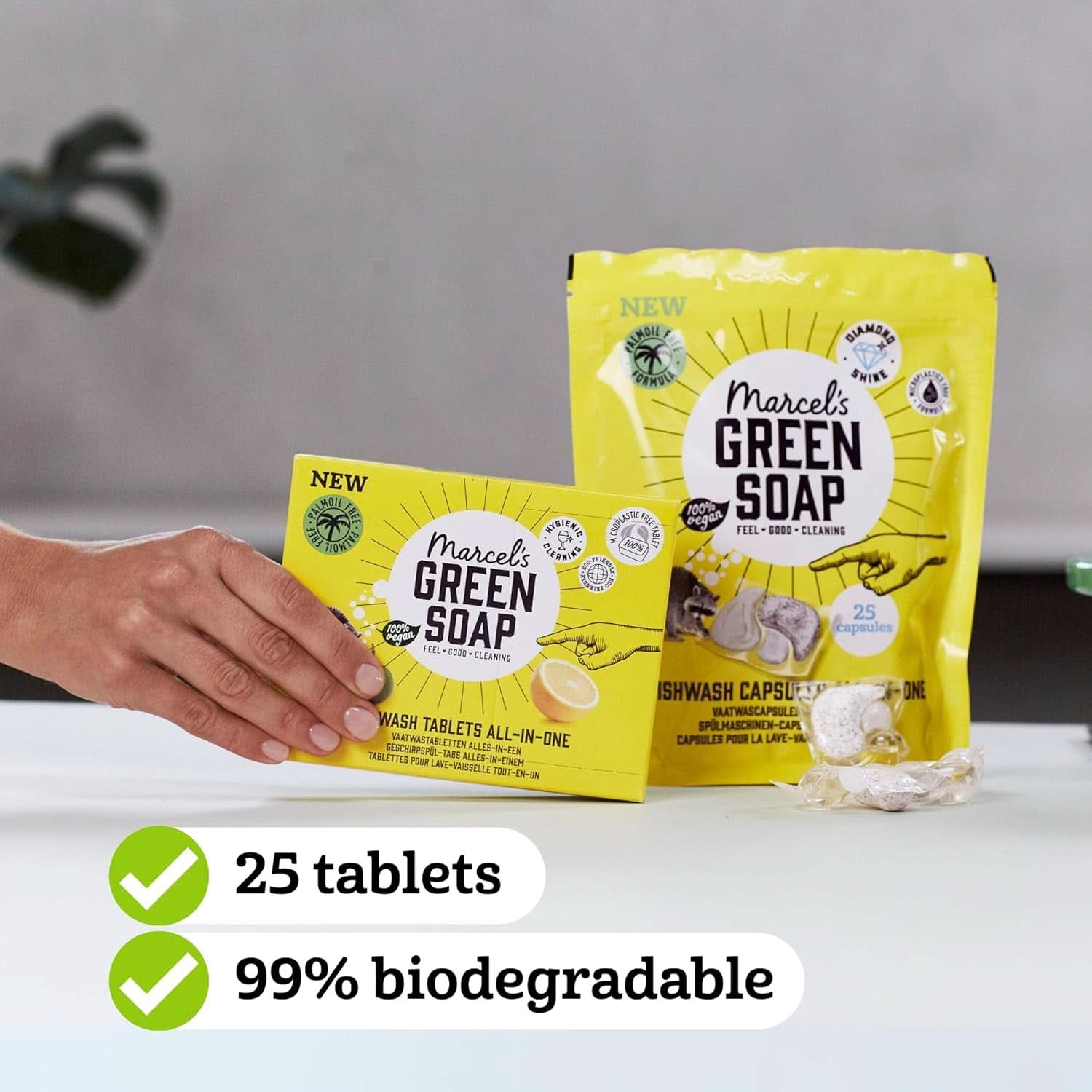 Marcel'S Green Soap Vaatwastabletten All-In-One - Grapefruit & Limoen - 25 stuks Keukenwasmiddelen Naty Shop