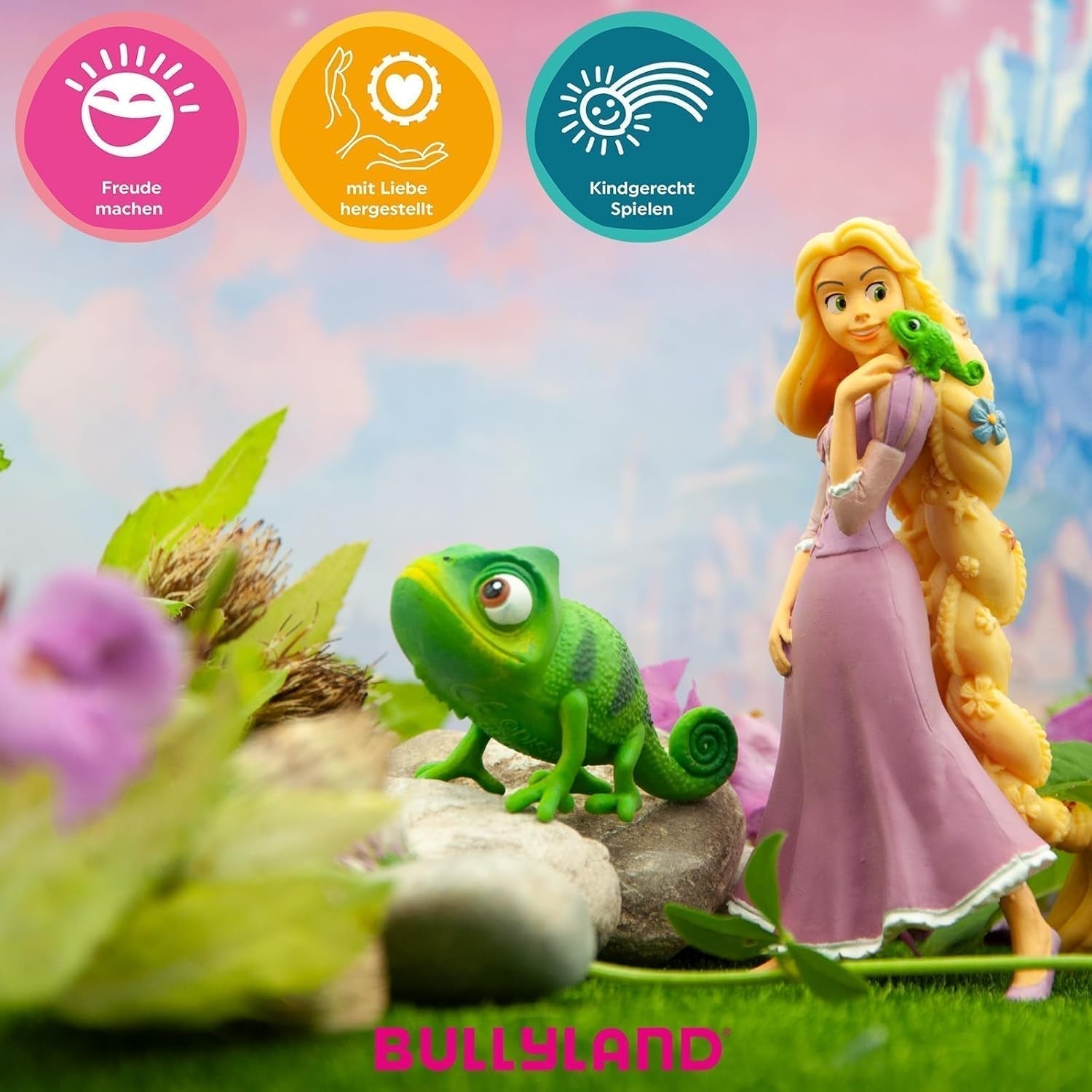 Bullyland 12424 - Rapunzel-bloembeeldje van Walt Disney Rapunzelˆ' Nieuw geschilderd, ca. 10,6 cm, trouw aan de details, ideaal als klein cadeautje voor kinderen vanaf 3 jaar, actiefiguren Naty Shop granen