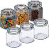 Relaxdays Voorraadpotten met deksel Set van 6 glazen achthoekige voorraadpotten van 1,3 liter Luchtdichte glazen containers Doorzichtige voedselbewaardozen Naty Shop Standaardtitel