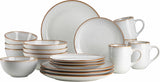 MÄSER Mabella, Vintage servies voor 4 personen, 20-delig combiservies met verfijnd reactief glazuur en fijne bruine rand, Steengoed, Grijs-Beige