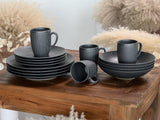 CreaTable, 20537, Vesuvio Black Series, 16-delige serviesset, porseleinen combinatieservies, vaatwasser- en magnetronbestendig, gemaakt in Portugal
