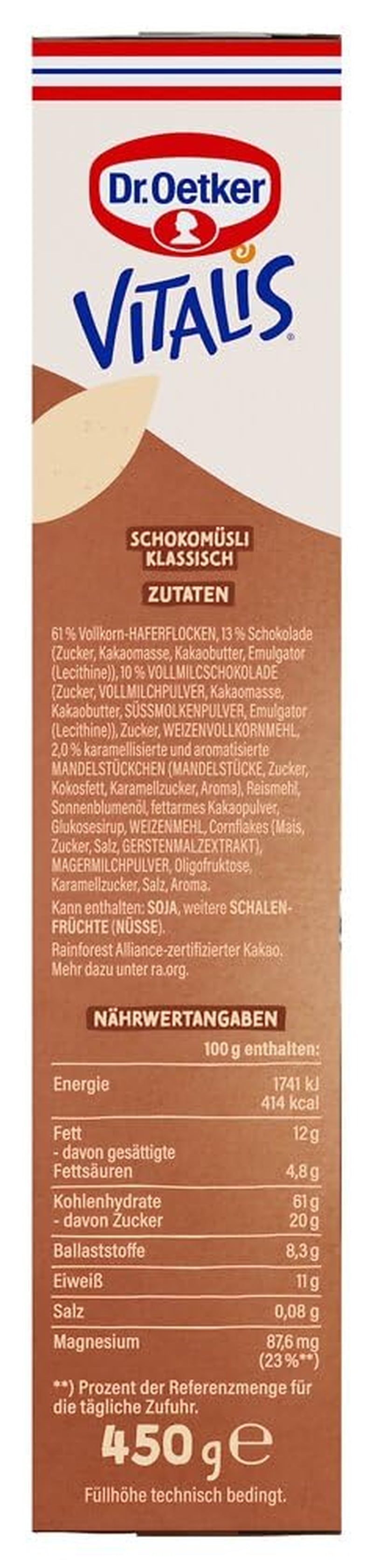 Dr. Oetker Vitalis Chocolade Muesli Classic: Ontbijtmuesli met melk- en pure chocolade, verpakking van 7 (7 x 600 g)