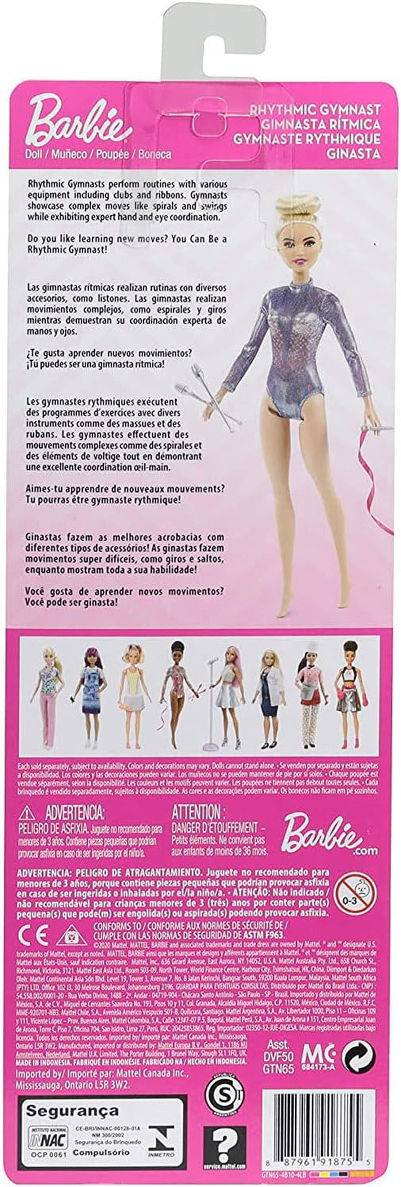 Barbie Je kunt alles zijn Serie Blond haar Ritmische gymnastiekaccessoires Pop inbegrepen Kindercadeau Speelgoed Leeftijd 3+ GTN65