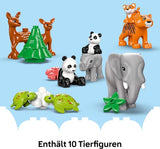 LEGO DUPLO Stad wilde dierenfamilies 3-in-1 set, educatief speelgoed voor peuters met schildpadden, tijgers, olifanten, herten, panda's, set voor kleuters vanaf 2 jaar, bouwspeelgoed met dierenfiguren 10446 Bouwsets Beuche den LEGO-Store