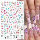 JMEOWIO Nagelsticker Schmetterling 8 Blätter Nagelaufkleber Selbstklebend Blau Schwarz Gold Schmetterling Nail Art Decoratie Nagel Design Zubehör