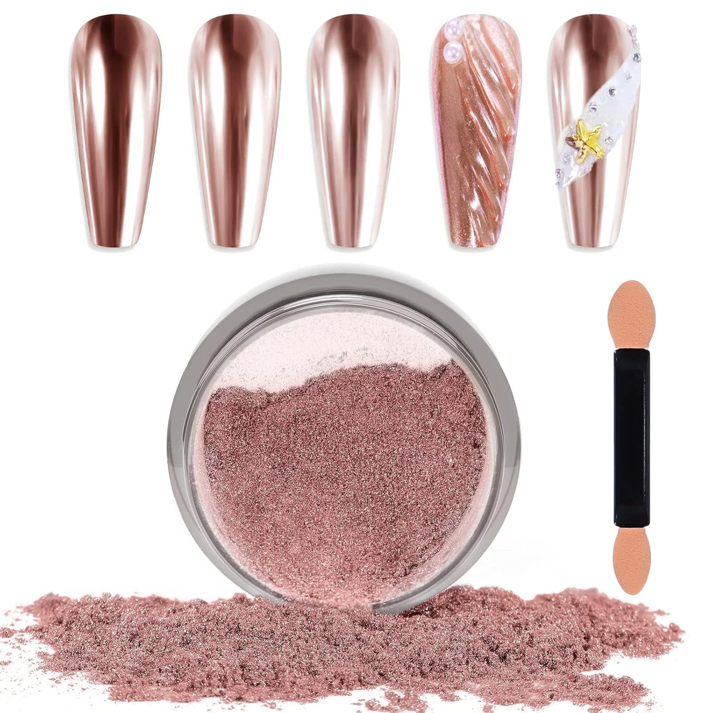 Chrome Nagel Pulver Spiegel Effect Metallic Staub Holografisch Glitter Glasierte Maniküre Decoratie Reflektierende Pigment voor DIY Gel Polish Nail Art, Harz Handwerk, Geschenke voor Goud