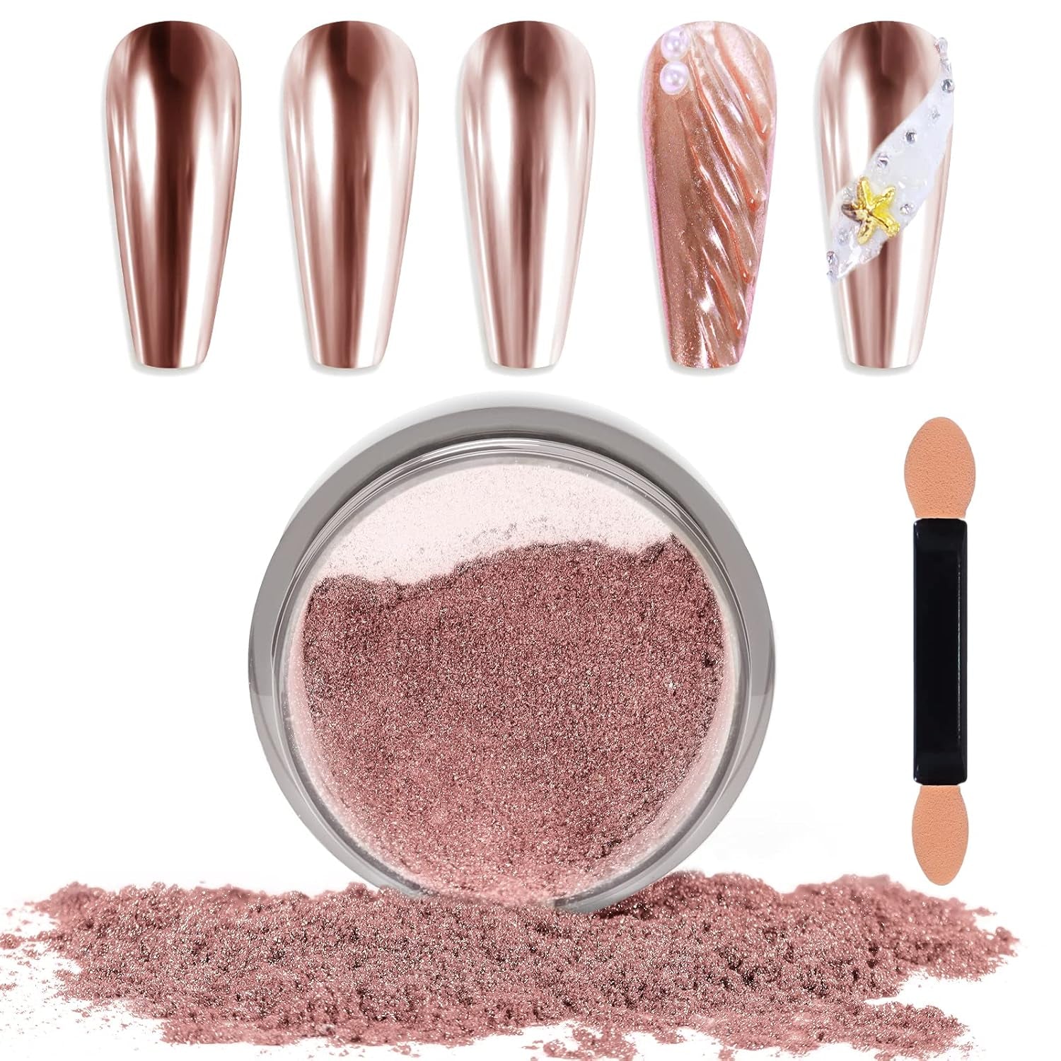 Chrome Nagel Pulver Spiegel Effect Metallic Staub Holografisch Glitter Glasierte Maniküre Decoratie Reflektierende Pigment voor DIY Gel Polish Nail Art, Harz Handwerk, Geschenke voor Goud