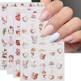 JMEOWIO Nagelsticker Weihnachten 6 Blatt Nail Art Sticker Selbstklebend Nagelaufkleber Schneeflocke Winterurlaub Niedlich Decoratie Nageldesign Zubehör