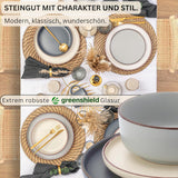SÄNGER Bombay Maanlicht | 12-delige keramische serviesset voor 4 personen, 4 dinerborden, 4 dessertborden, 4 kommen, diverse kleuren | DE WAARDE-COLLECTIE