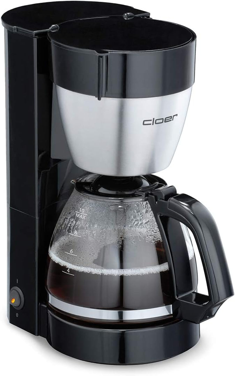 Cloer 5009 warmhoudfilter-espressomachine voor maximaal 8 kopjes 800W met geïsoleerde roestvrijstalen karaf 1x4 filterbeker zwart
