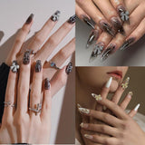 30st metalen nagelbogen, goud zilver grijze strikken, nagelaccessoires, nageldecoraties voor vrouwen en meisjes, nail art design