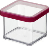 Rotho Loft set van 5 voorraadpotten met deksel, verschillende maten, BPA-vrij voedselplastic (PP), transparant/rood, (21,4 x 21,4 x 23,5 cm) Naty Shop voedselbewaardozen 0,5 l vierkant