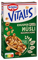 Dr. Oetker Vitalis KnusperPlus Dubbele Chocolade: Krokante muesli met melk- en pure chocolade, pakje van 7 (7 x 450g)