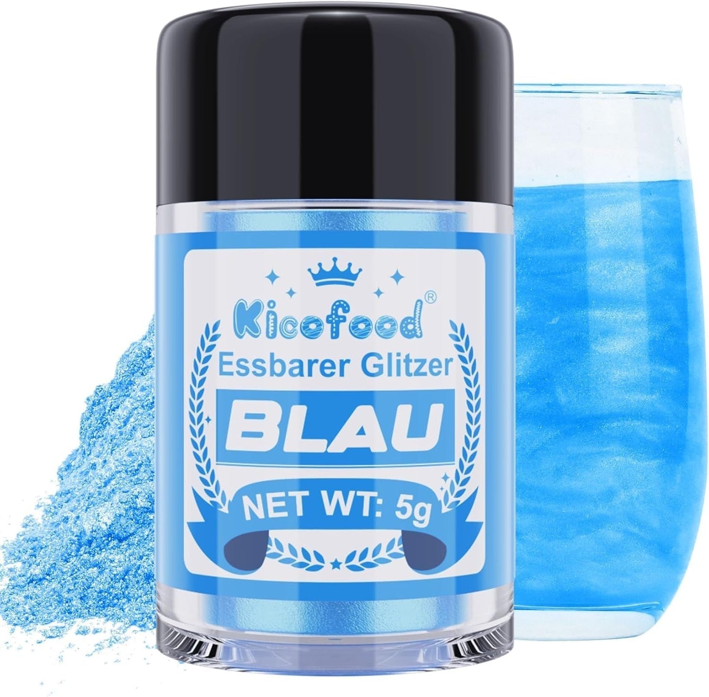 Kicofood, eetbare glitters, 5 gram, diverse kleuren Glitter Naty Shop Blauw