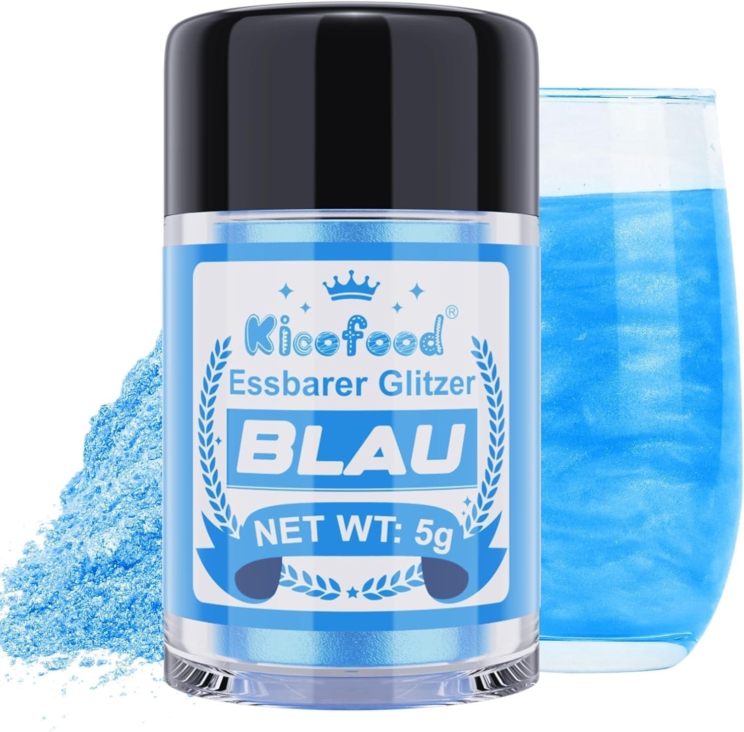 Kicofood, eetbare glitters, 5 gram, diverse kleuren Glitter Naty Shop Blauw