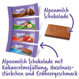 Milka Naps Mix 1 X 1.702 Kg, Mini-Schokoladentäfelchen Aus Alpenmilch, Erdbeer, Haselnuss en Crème Au Cacao Naty Shop