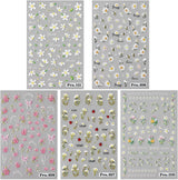 5 Stuks Geprägte Gänseblümchen Nagelsticker Selbstklebend Blumen Nagelaufkleber Gänseblümchen Schmetterling Nagel Sticker Nageldesign Aufkleber Nägel Zubehör Blume Nail Sticker Flower Nail Art Stickers