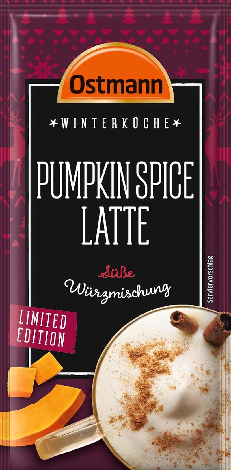 Ostmann Gewürze – Pumpkin Spice Latte Würzmischung, zum Einrühren in Milch met Kaffee of Espresso, met Kürbispulver, 16 g in Beutel (Verpackungsdesign kan abweichen)
