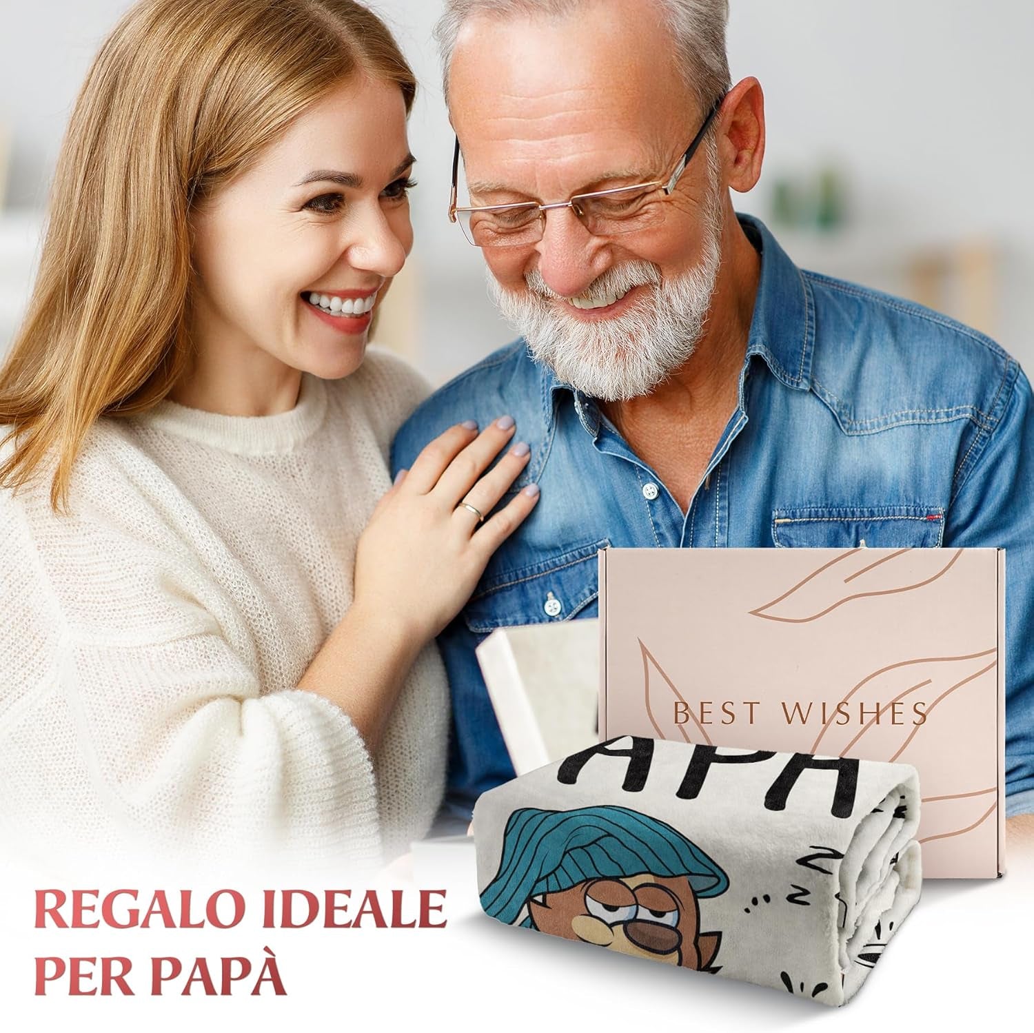 Musaecoin papa cadeau, papa verjaardagscadeau, cadeau-ideeën voor papa, cadeaus voor papa, 50-60 inch flanellen deken, kerstcadeau voor papa, vaderdagcadeau Bedden en dekens musaecoin
