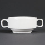 Olympia Whiteware soepkommen met handgrepen 400ml (6 stuks) - oven, magnetron, vriezer en vaatwasmachinebestendig C239