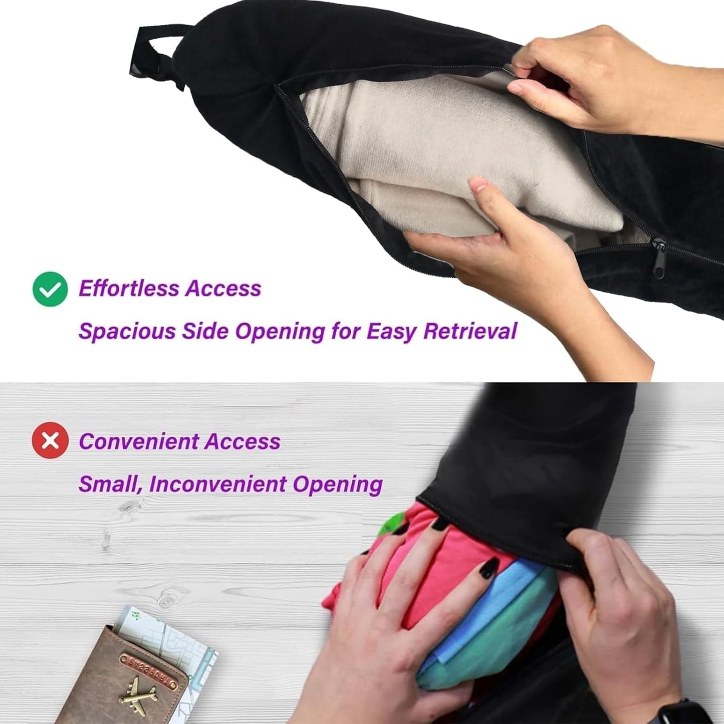Bivpreom gevuld reisnekkussen, gevuld reiskussen, reisnekkussen, gevuld met kleding, kan worden omgezet in extra bagage zonder overtollige bagage Reiskussens Naty Shop