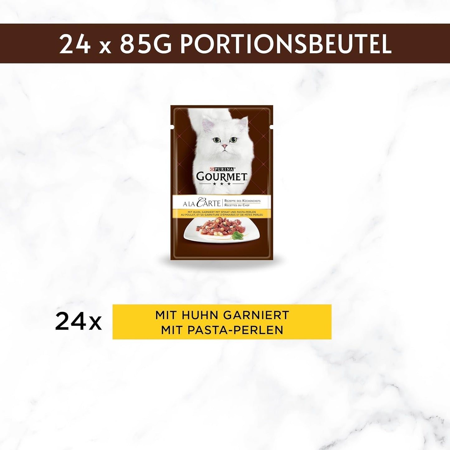 Gourmet A la Carte natvoer voor katten met kip, spinazie en pastaparels, 26 stuks (26 x 85 g)