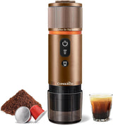 CONQUECO 12V auto-espressomachine: draagbare espressomachine met batterij voor kamperen en reizen - Snelle verwarming in 2,5 minuten - 8 espressokopjes in één keer opladen