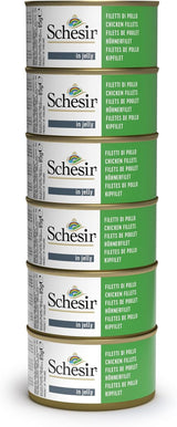Natvoer voor volwassen katten, kipfilets in filets en 100% natuurlijke gelei, verpakking van 6 dozen x 85 g