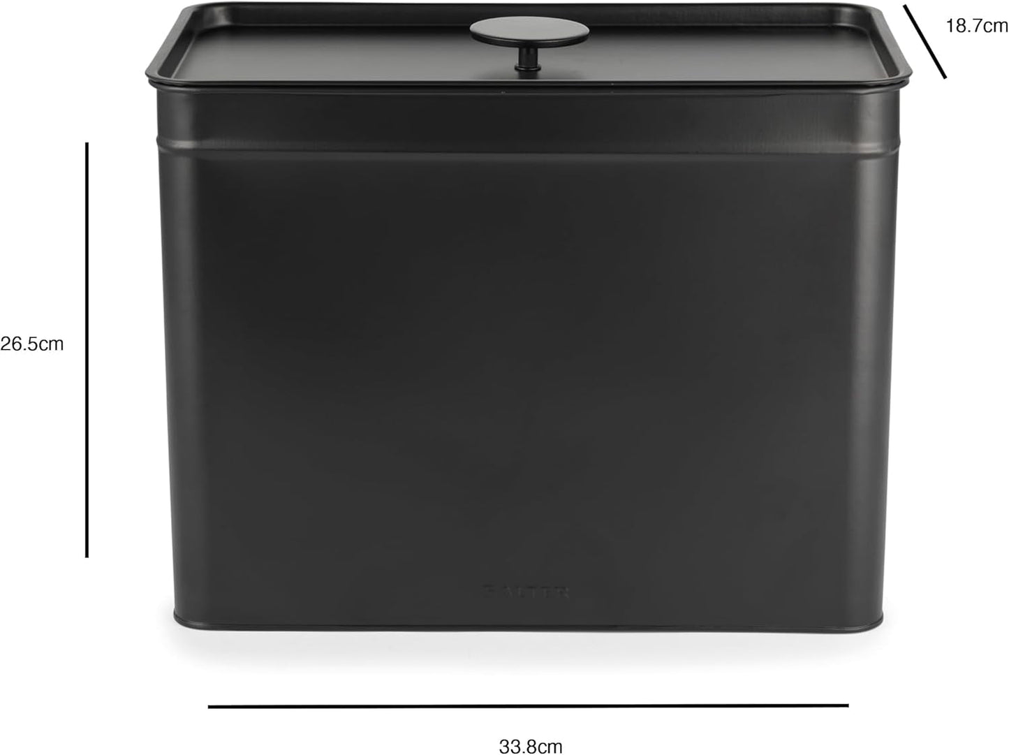 Salter BW12614EU7 Kuro Opbergdozenset - 4 Keukencontainers Brood/Thee/Koffie/Suiker Vierkante Organizer Boxen Gemakkelijk schoon te maken Houd voedsel vers Zwarte voedselopbergdozen Naty Shop