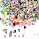 300 Stück Niedlich Blume Nail Charms, 3D Resin Floral Camelie Rose Nägel Charms Mit Perle, Gemischt Grote Bunte Flower Nägel Deko voor Frauen Nail Art Zubehör