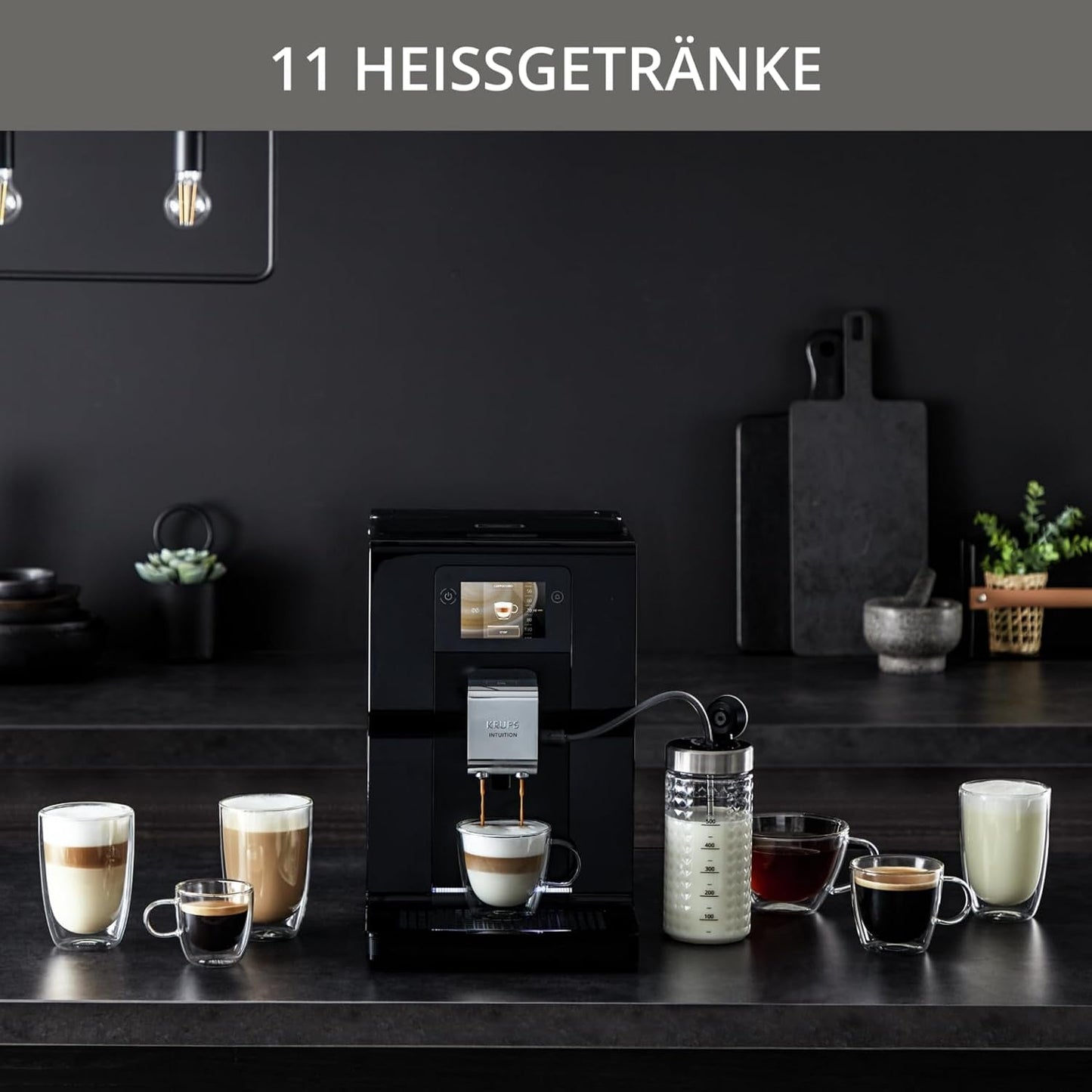 Krups Intuition Preference volautomatische espressomachine met smartphone-achtige bediening, 3,5" kleurentouchscreen, Smart Slide technologie, intuïtief verlichtingssysteem, 11 dranken, melkcontainer, EA873810