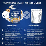 IronMaxx Fitness Muesli - Koekjes & Crème, zak van 2 kg | Eiwitrijke vegan muesli met knapperige inhoud | Laag in suiker en hoog in vezels