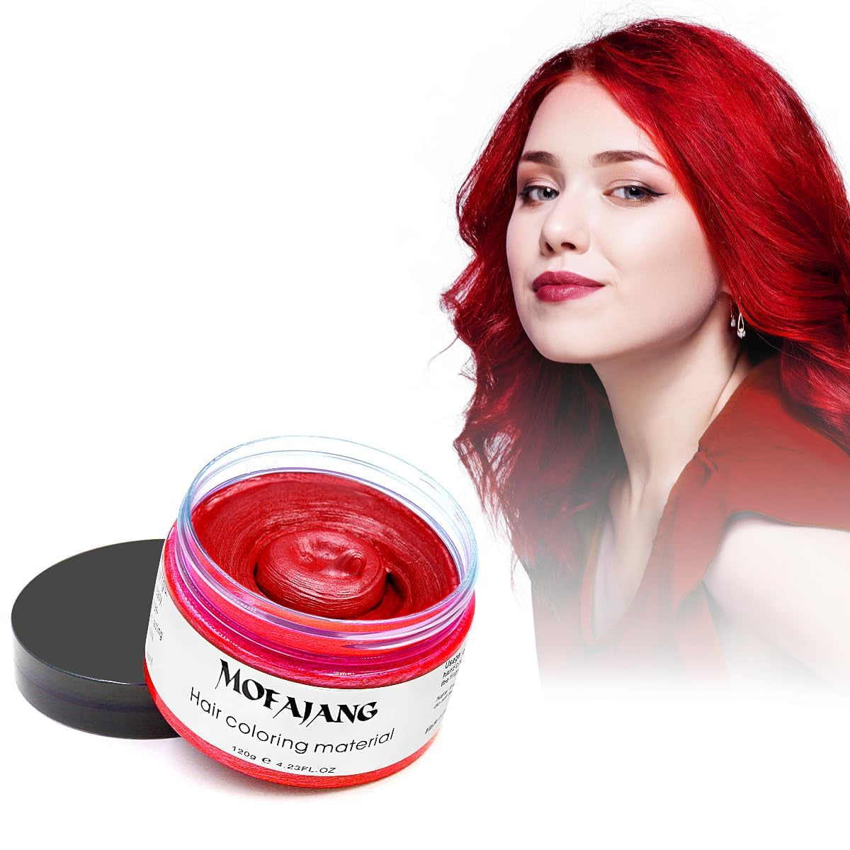 Tijdelijke haarkleur, 4,23 ounce kleurwas voor mannen en vrouwen, wasbare natuurlijke kleurpommade, instant haarverf voor feest, cosplay, Halloween (rood) Naty Shop haarverf rood 120G (1 pak)