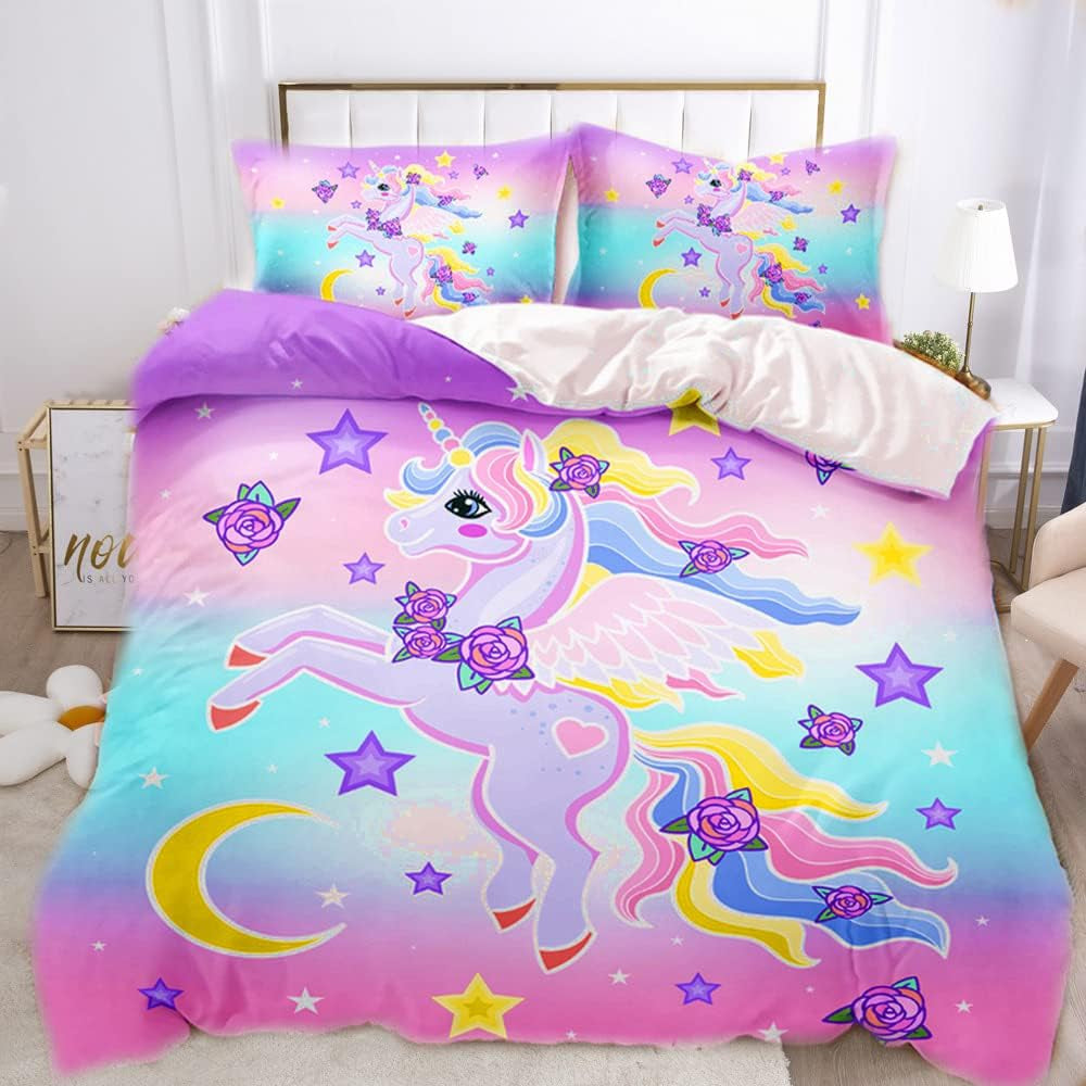 Beddengoed voor meisjes, Eenhoorn, 2 kussenslopen Beddengoed - kinderen Naty Shop Eenhoorn regenboog veelkleurig 135×200 Cm
