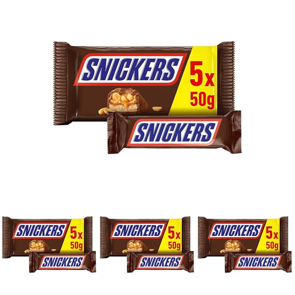 Snickers Chocoladereep Pinda Karamel 5 Reep | Snackvoetbal | (1x5x50g)
