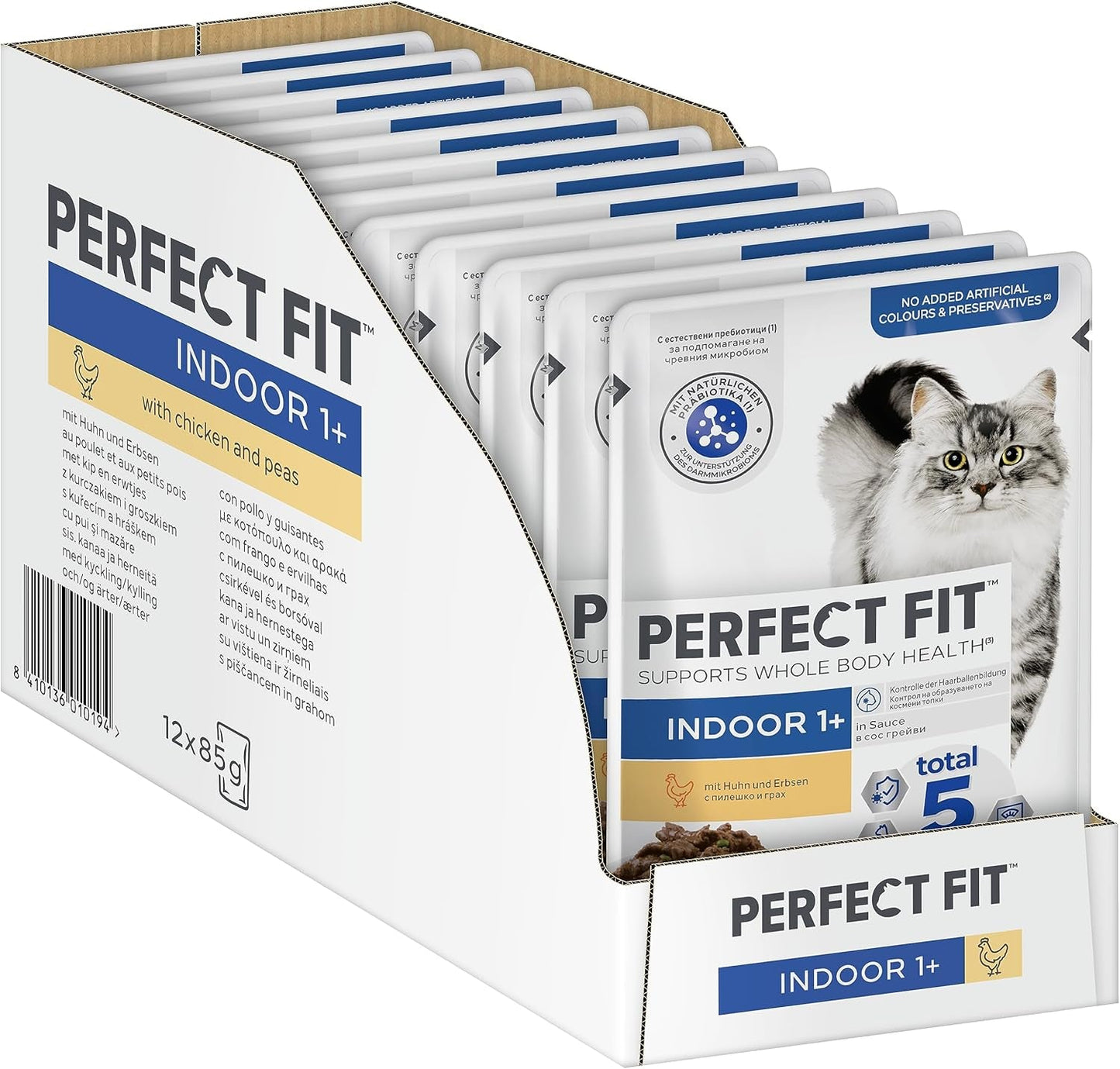 PERFECT FIT™ Zakjes voor katten, binnen, met kip, 12 x 85 g