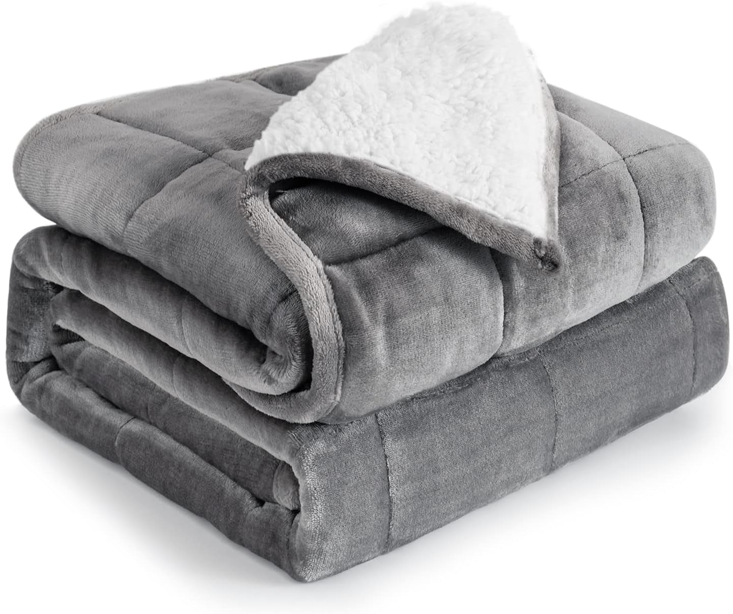 Cottonblue verzwaarde deken 6,8kg Queen size flanel Shaggy Sherpa verzwaarde deken voor volwassenen Comfortabele verzwaarde dekens om te kalmeren en te ontspannen Zware dekbedden 152,4 X 203,2 Naty Shop Quilts & Quilts Wit/Grijs 60 X 80 15 Lb