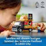 LEGO City Burger Truck-bouwset met speelgoedauto voor 5-jarigen, minifiguur van een foodtruck en accessoires, leuk cadeau voor jongens en meisjes 60404 Bouwsets Besuche in LEGO-Store