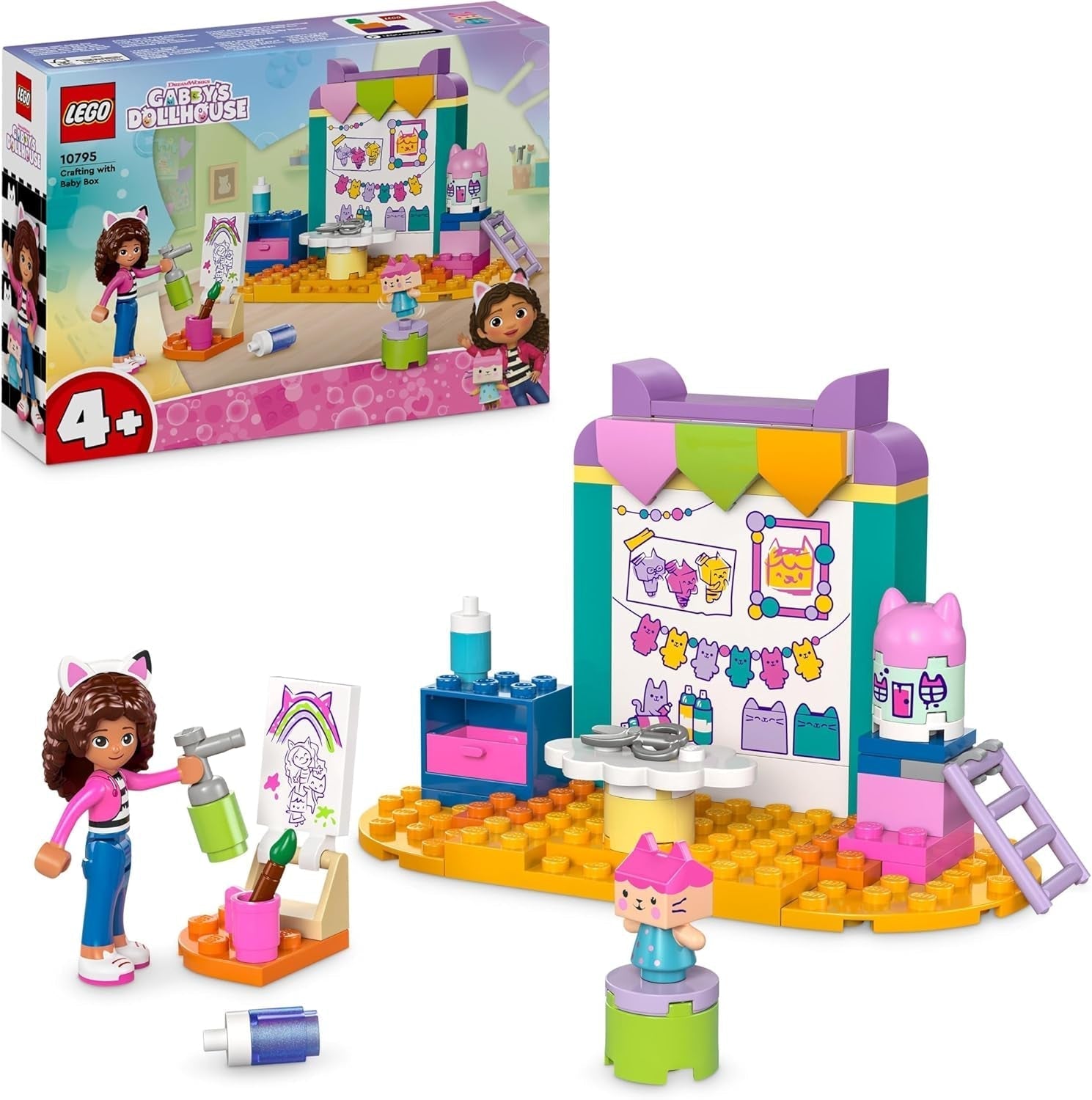LEGO 4+ Gabby's poppenhuis knutselplezier met babydoos, rollenspel, creatieve kunst- en knutselset voor meisjes en jongens vanaf 4 jaar, modelspeelgoedhuis 10795 Bouwsets Bekijk de LEGO-Store standaardtitel