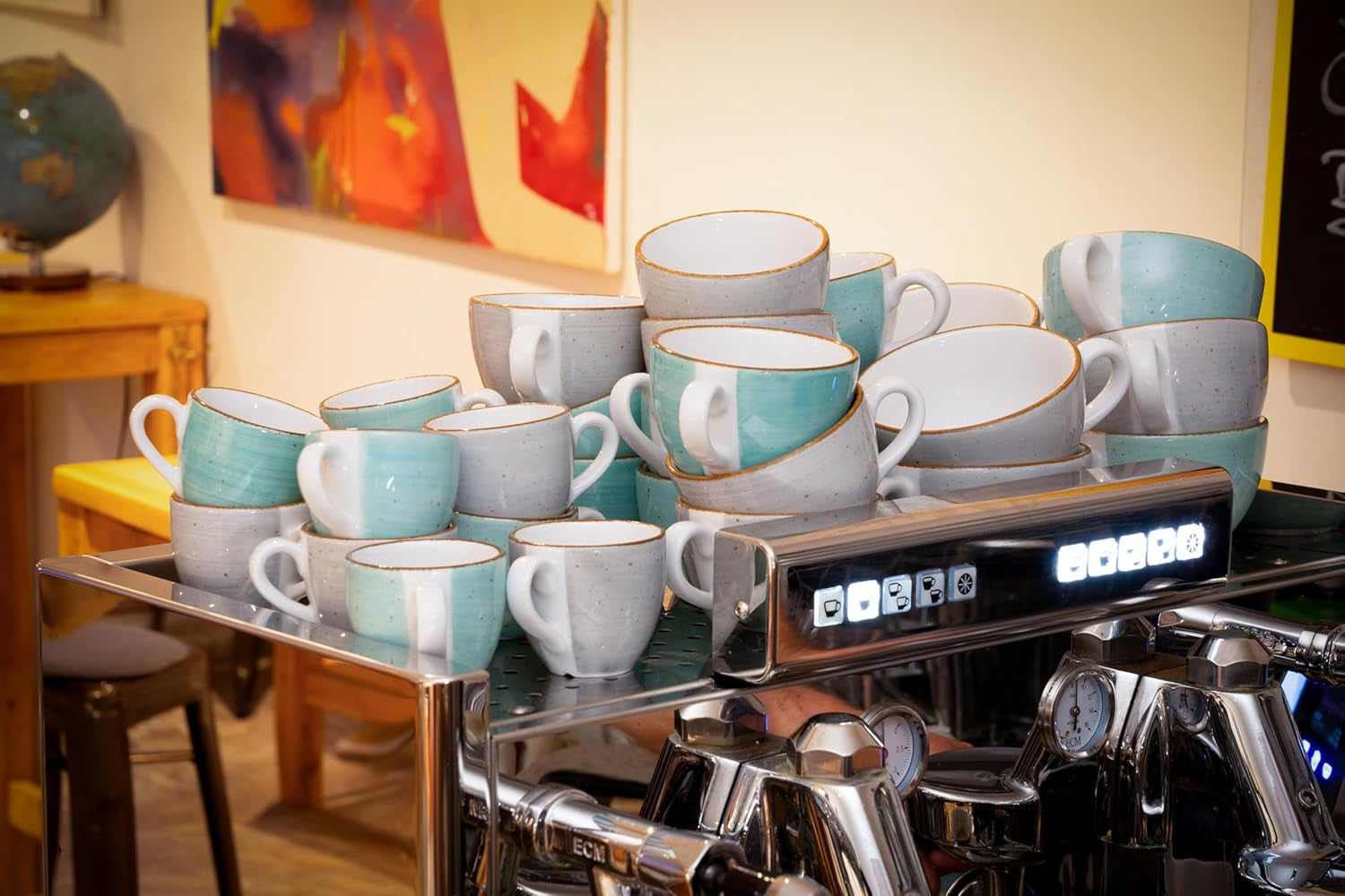 Creatable 34042 Vintage Nature Aqua Serie 8-delige serviesset voor 4 porseleinen koffiekopjes Vaatwasmachine- en magnetronbestendig Gemaakt in Europa