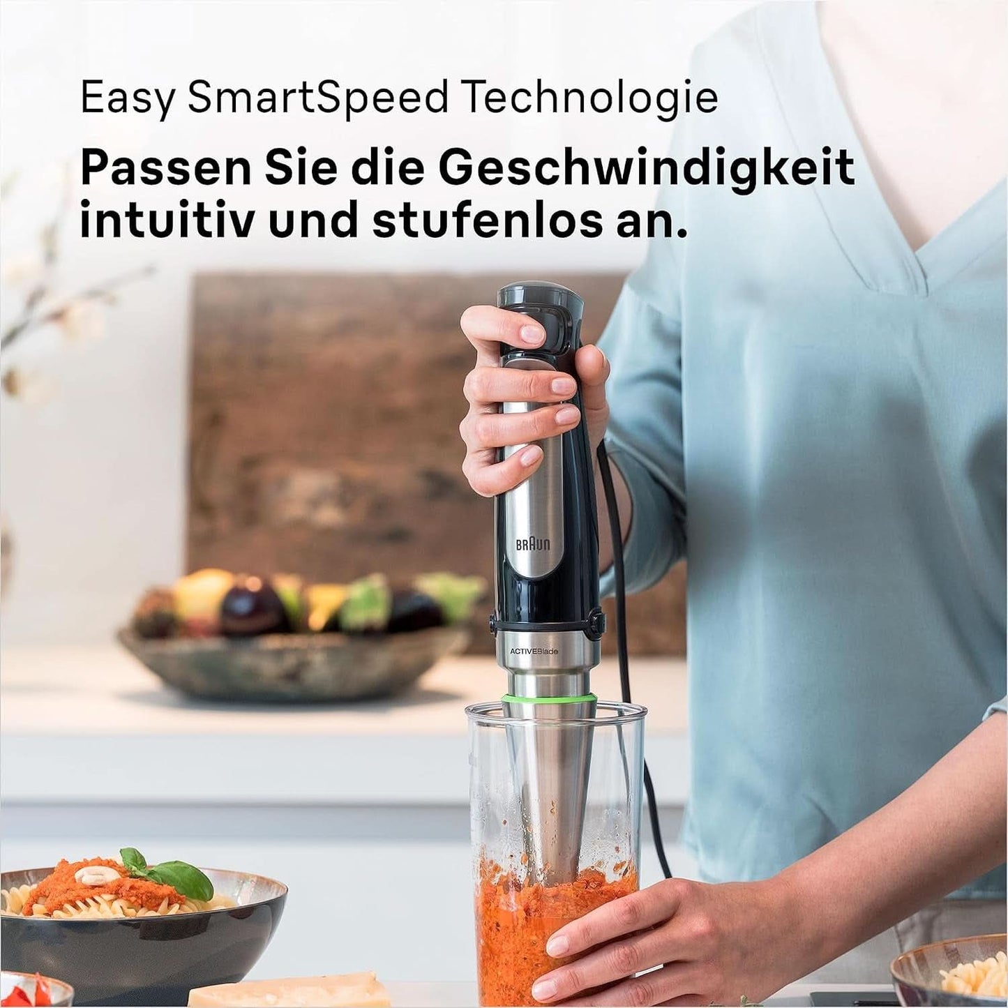 Braun Multiquick 7 MQ 7035X Stabmixer - Pürierstab Mit Abnehmbarem Edelstahl Mixfuß Mit Activeblade Technologie Zum Pürieren Der Härtesten Ingredient, Inkl. 3-delige set Zubehör, 1000 watt, Schwarz Kitchen Naty Shop