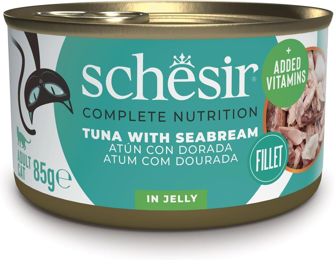 Tonijn met gouden gelei, nat kattenvoer, blik, 100% natuurlijk, met toegevoegde vitamines, 12 x 85 g