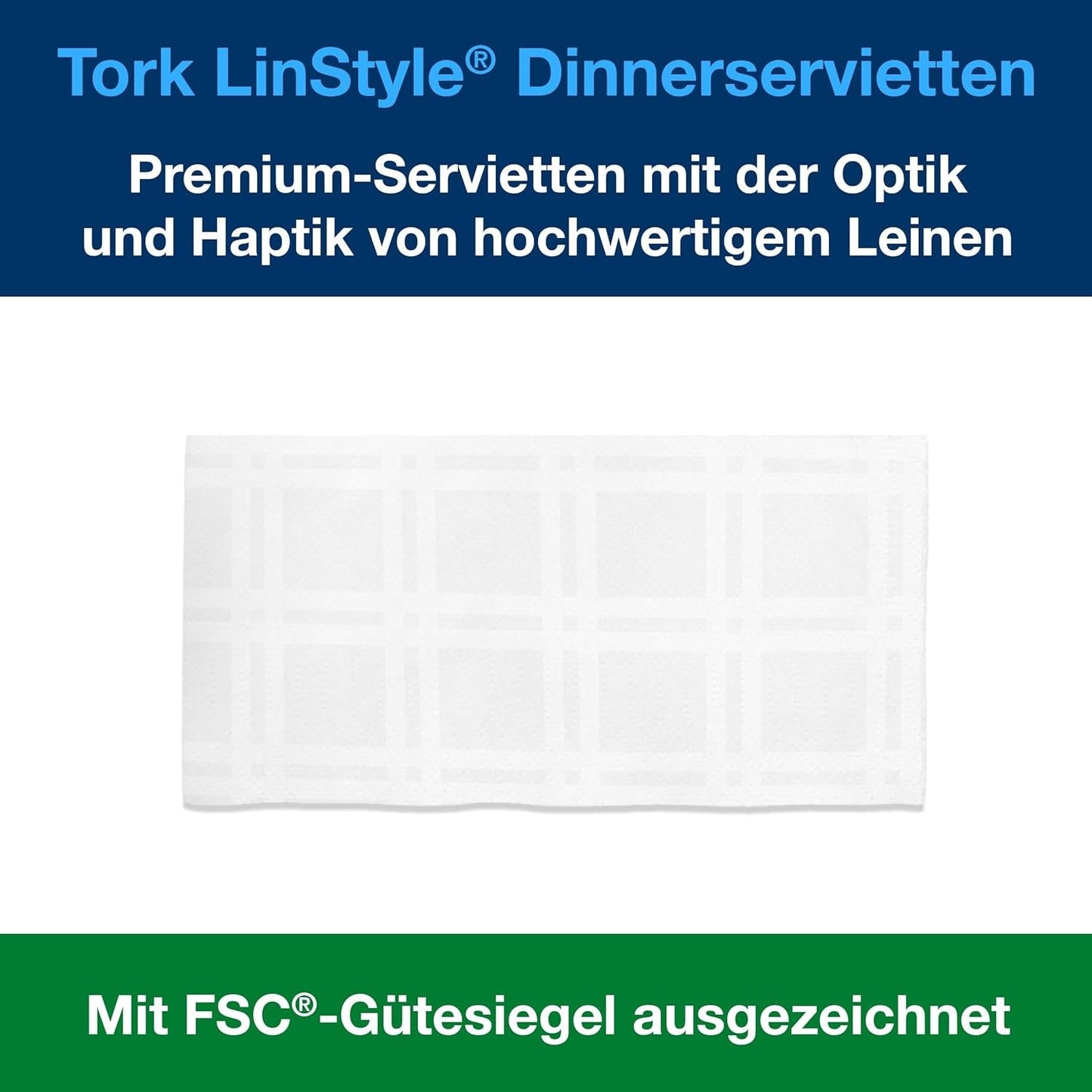Tork Linstyle witte servetten, 1/4 vouw, 19,5 x 19,5 cm, 14 נ50 servetten, 509410