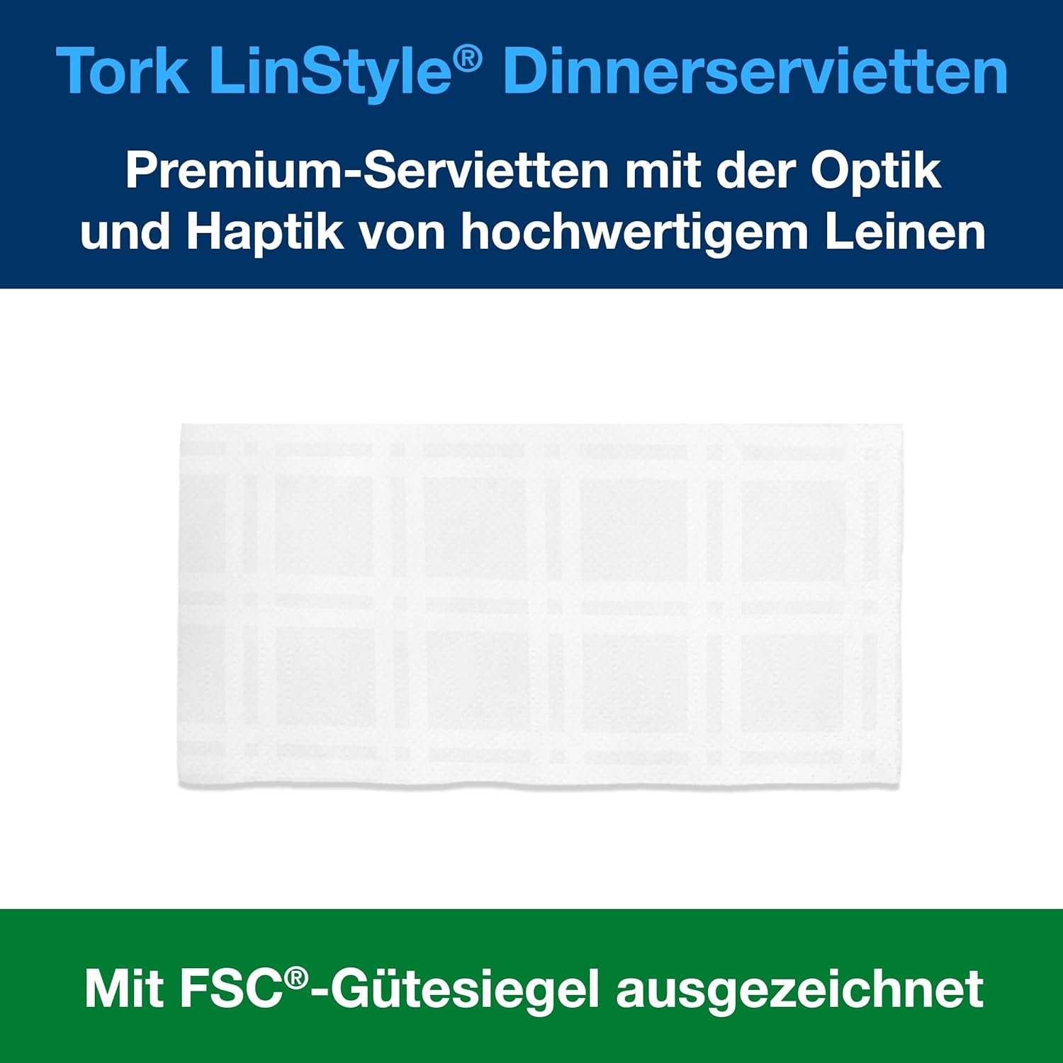 Tork Linstyle witte servetten, 1/4 vouw, 19,5 x 19,5 cm, 14 נ50 servetten, 509410