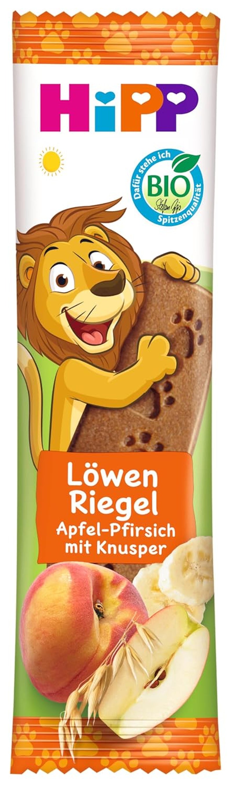 HiPP Leeuwenmueslirepen met knapperige haver en appel en perzik (24 x 20 g), vanaf 1 jaar, alleen gezoet met fruit, van de beste biologische kwaliteit