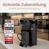 Clatronic® 1-kops koffiezetapparaat | Perfecte espressomachine voor alleenstaanden | Espressomachine met filter, inclusief keramische kop | Kleine espressomachine met filter, ideaal voor op reis | KA 3356